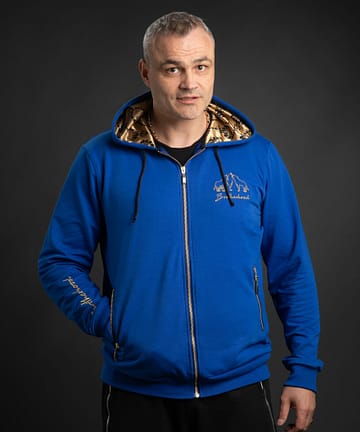 Sinine dressipluus kapuutsiga